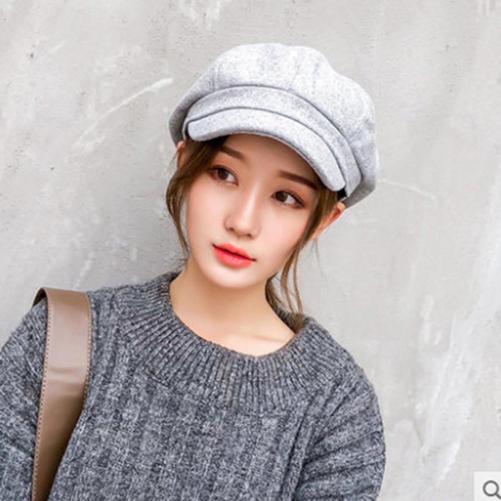 Women All Match Solid Color Short Brim Beret for Autumn Winter Wear