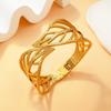 Gold Plated Leaf Cuff Bracelet: European & American Style, Personalized, Fashionable, Versatile Jewelry for Women, Light Luxury, Wide Open Design.
