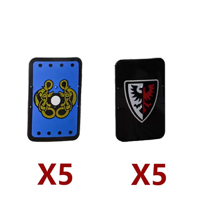 MOC Baustein Mittelalter Ritter Römischer Soldat Zubehör Helm Kopfbedeckung Flammenfeder Schwarzer Adler Schild König Umhang Ziegelstein Spielzeug