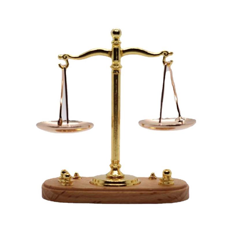 Mini vintage váhy Ornament Miniaturní příslušenství Starožitný model justiční váhy Vynikající domácí dekorace Dětský dárek