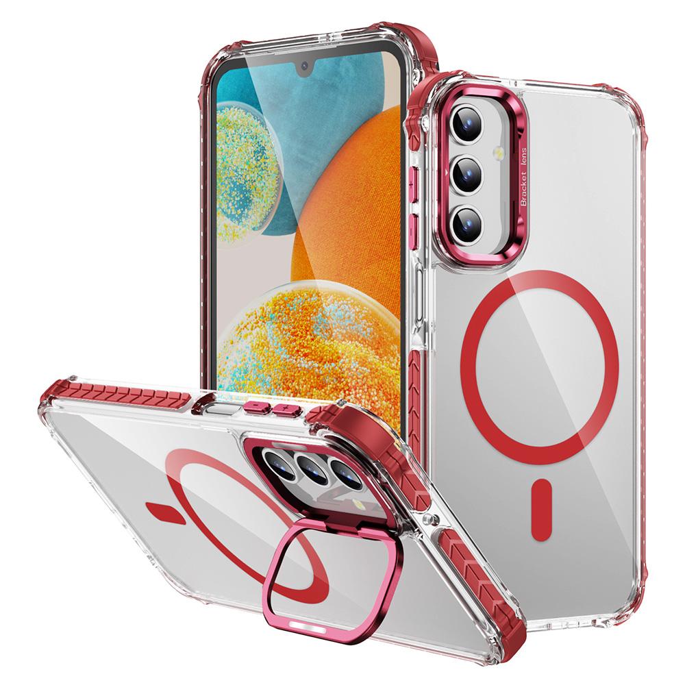 For Samsung Galaxy S24 Clear Phone Case with Lens Kickstand Cover Compatible with MagSafe