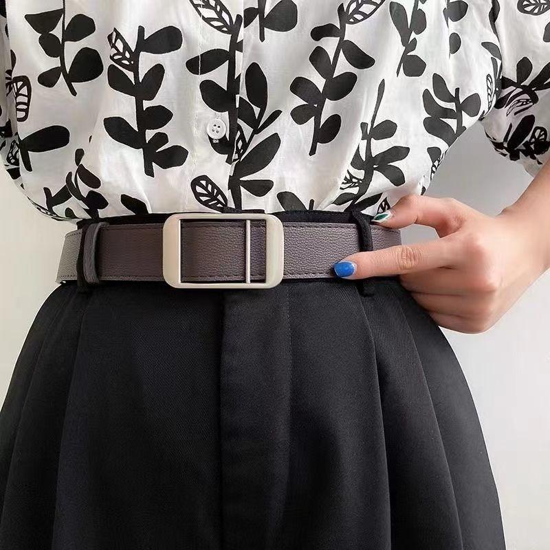 Durable Simple Design Vintage Black Pu Jeans Belt Perfect For Men And Women