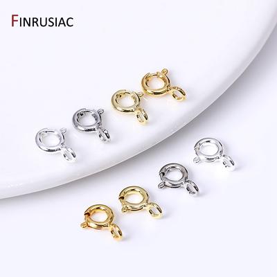 14k/18k Gold Plated 4 Size Brass Spring Clasps For Jewelry Making, Round Lobster Clasps For DIY Bracelets Necklaces Findings