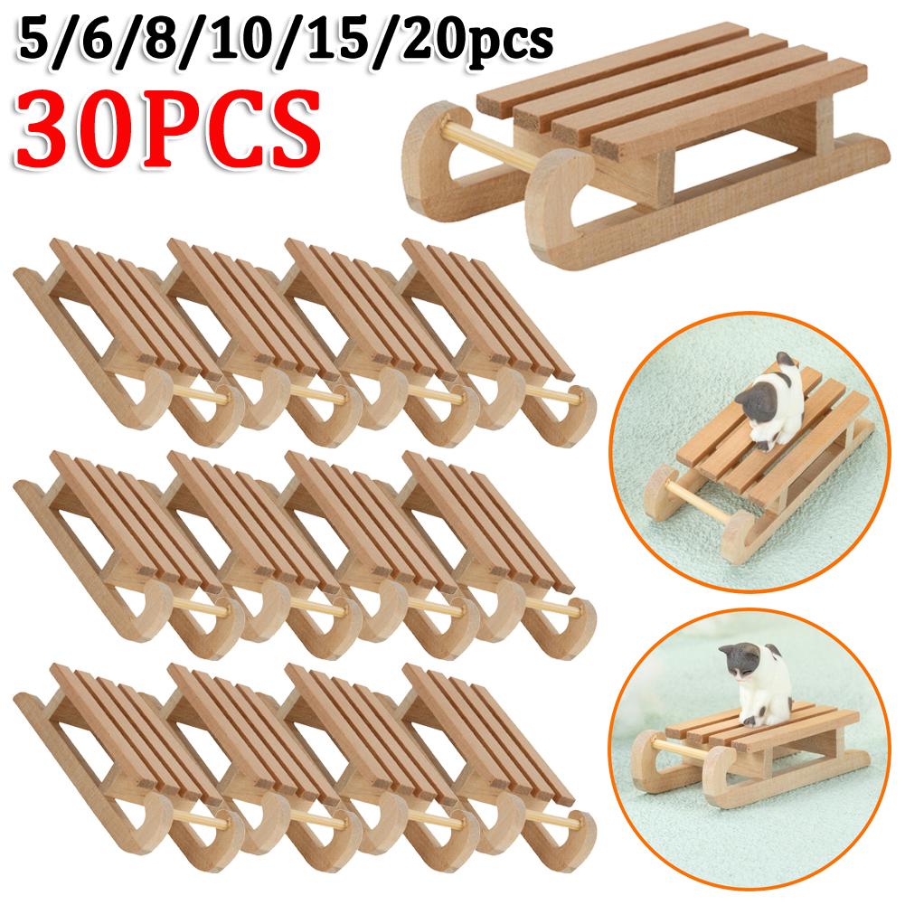 Mini Simulation Snow Sled Handmade 1/12 Wooden Sleigh Desktop Craft Home Decor Crafts Snow Sled Ornament Odorless for Doll House
