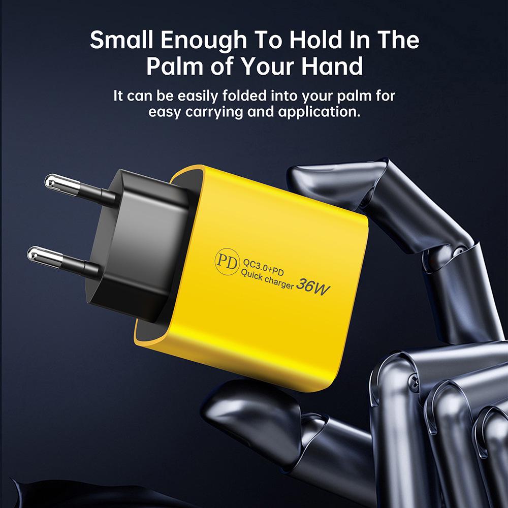 Fast PD36W USB Charger QC3.0+PD for Apple, Huawei, and Android Devices (A+C Ports)