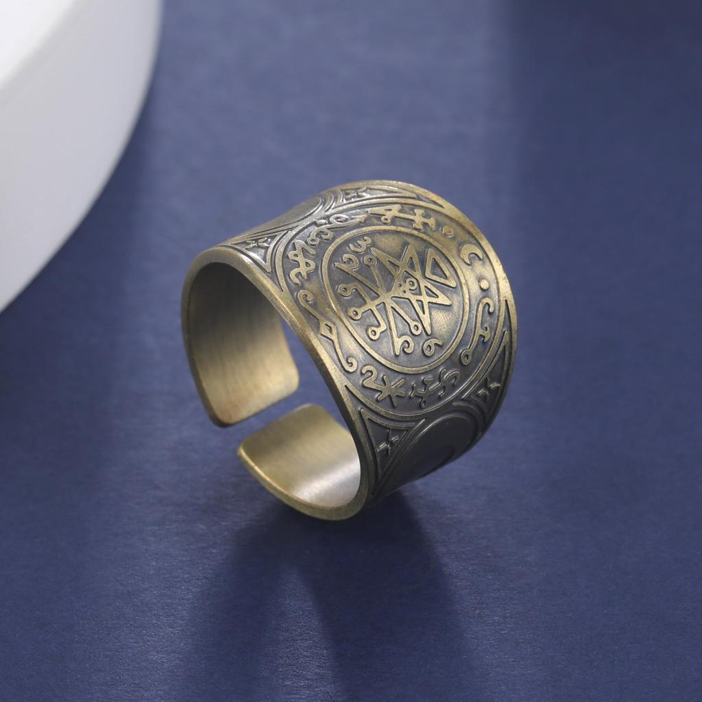 LIKGREAT Sechszackiger Stern Siegel Salomons Ring Der Schutzring der 7 Erzengel Metatron Würfel Lilith Symbol Amulett Schmuck