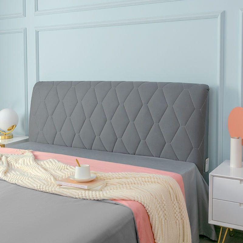 All-inclusive Super Soft Smooth Quilted Head Cover Thicken Velvet Headboard Cover Solid Color Bed Back Dust Protector Cover