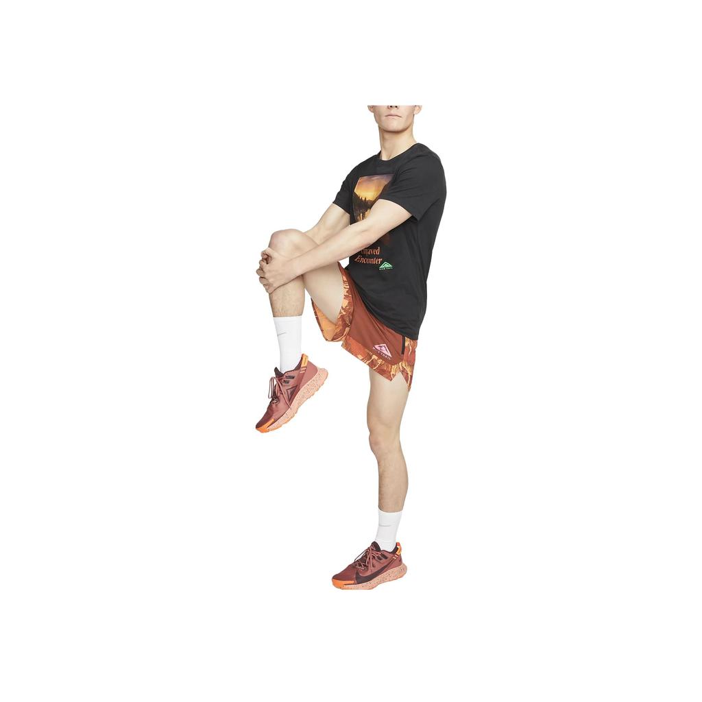 Nike Trail Dri-Fit Scenic Pattern Printed Crew Neck Short Sleeve T-Shirt Men Tops Black FD0121-010
