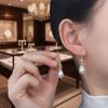 Water Drop Shape Long Earrings Shell Beads Simulation Freshwater Pearl Drop Earrings Rhinestone Temperament Ear Hook Ear Jewelry