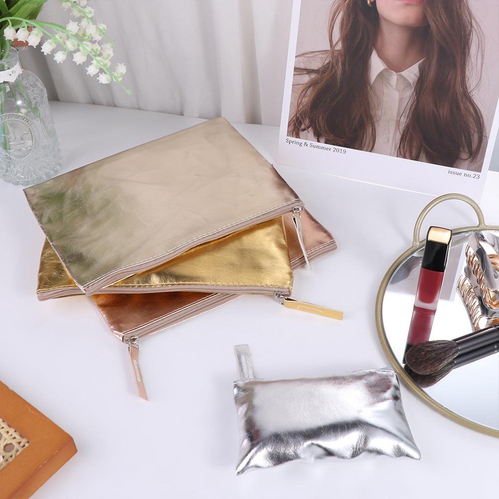 Cosmetic Bag Bright PU Coin Purse Solid Color Small Item Bag Simple Zipper Coin Purse Men