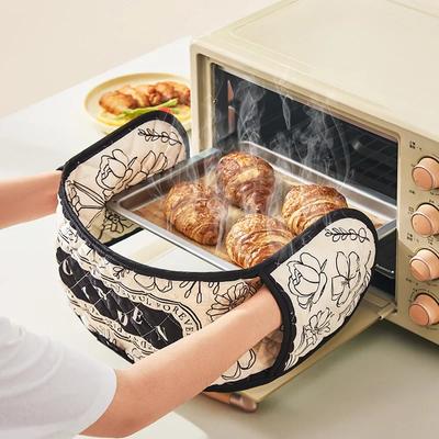 1pc Ofenhandschuhe Mikrowelle Backen BBQ Integrierter Handschuh Baumwolle Leinen Hitzebeständige Topflappen Rutschfeste Küche Kochutensilien