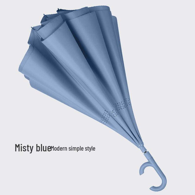 Extra-Large Windproof Reverse Umbrella: Long Handle, Dual-use for Sun and Rain, Ideal for Car Carry and Two People Use