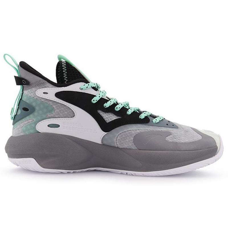 Anta Kong Chao 3 Shock Absorption Non-Slip Wear-Resistant High-Top Basketball Shoes Men Sneakers Black Gray 112131601-5