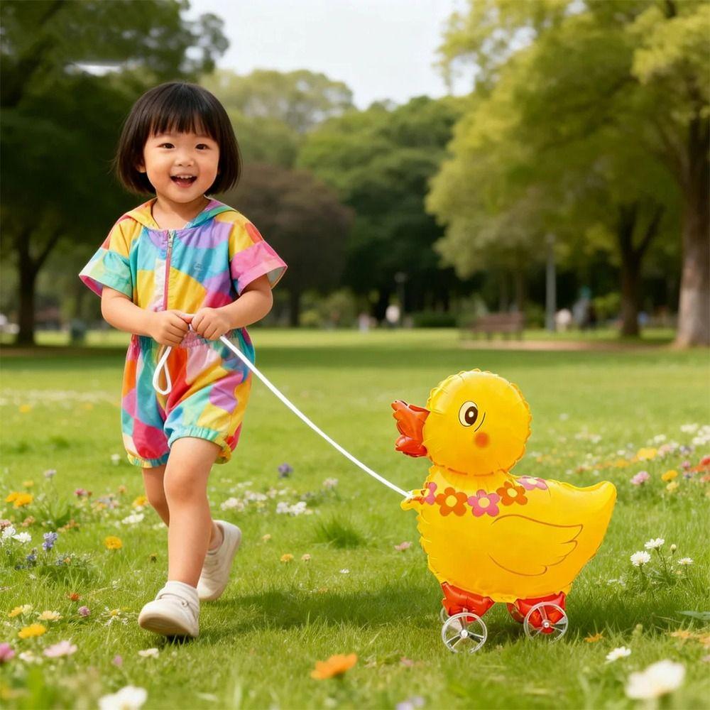 Movable Design 4D Dinosaur Balloons With Wheels Animal Balloon Standing Foil Balloons Drawing Foil Animals Walking Balloon