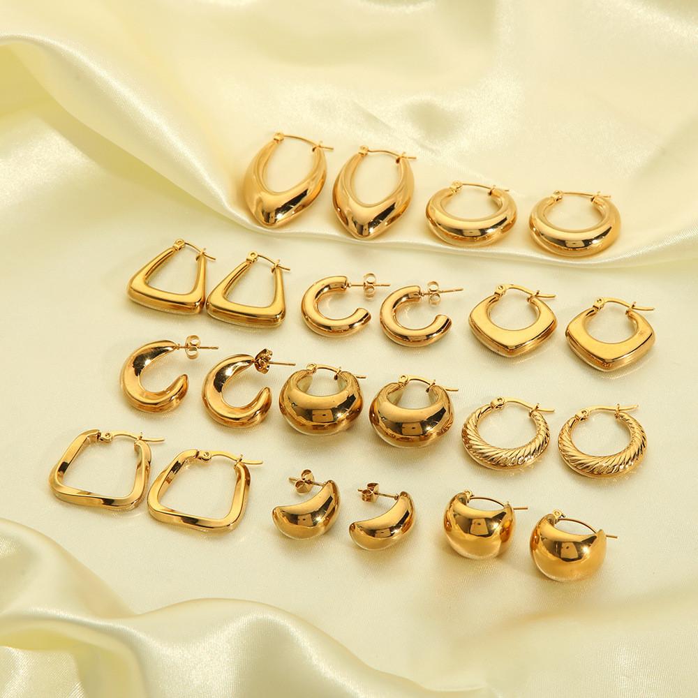 Geometric Gold Stainless Steel Earrings For Women Fashion Jewelry Gift For Ladies