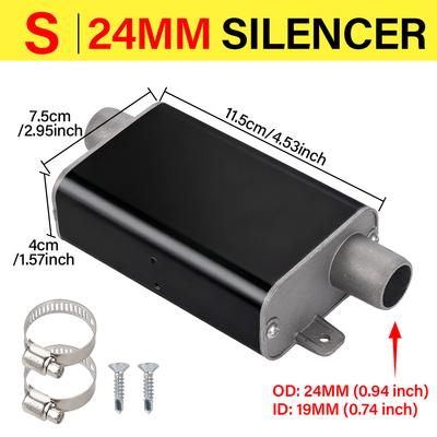 1Pc 24mm Muffler Silencer Exhaust Pipe Aluminum Alloy Double Filtration For Diesel Parking Heater 2-8KW 12V 24V Car Truck Camper