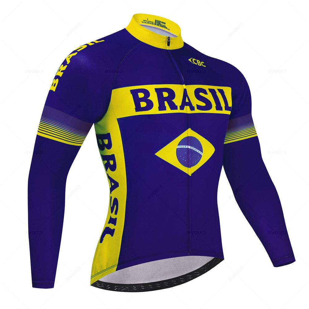 2026 Brazil Summer Long Sleeve Cycling Clothing Set Team Jersey Men Suit Breathable Outdoor Bike MTB Clothing Paded Ciclismo Maillot