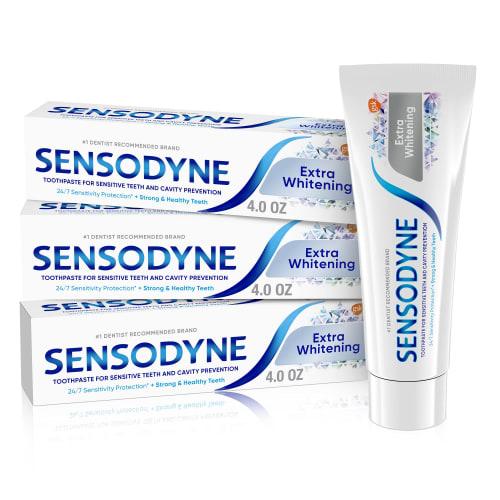 

Зубная паста Sensodyne для чувствительных зубов, Экстра отбеливание, 4 унции, 3 штуки