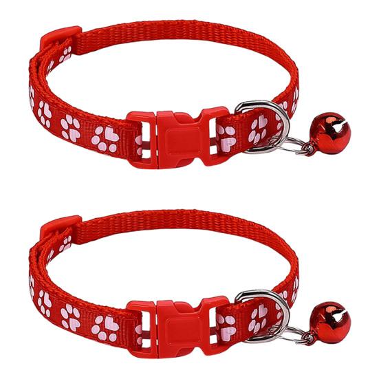 2Pcs Dog Collar Adjustable Buckle Design Exquisite with Bell Paw Pattern Pet Cat Dog Neck Circle Pet Supplies