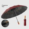 New Three-Fold Business Automatic Folding Umbrella Retro Wooden Handle Reinforced Wind-Resistant Enlarged Umbrella Face Men'S Ra