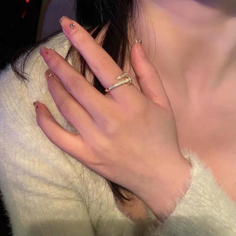 Classical Style Gold Plated Opening Rings For Woman Delicate Jewelry Nightclub Party Girl'S Unusual Zircon Ring
