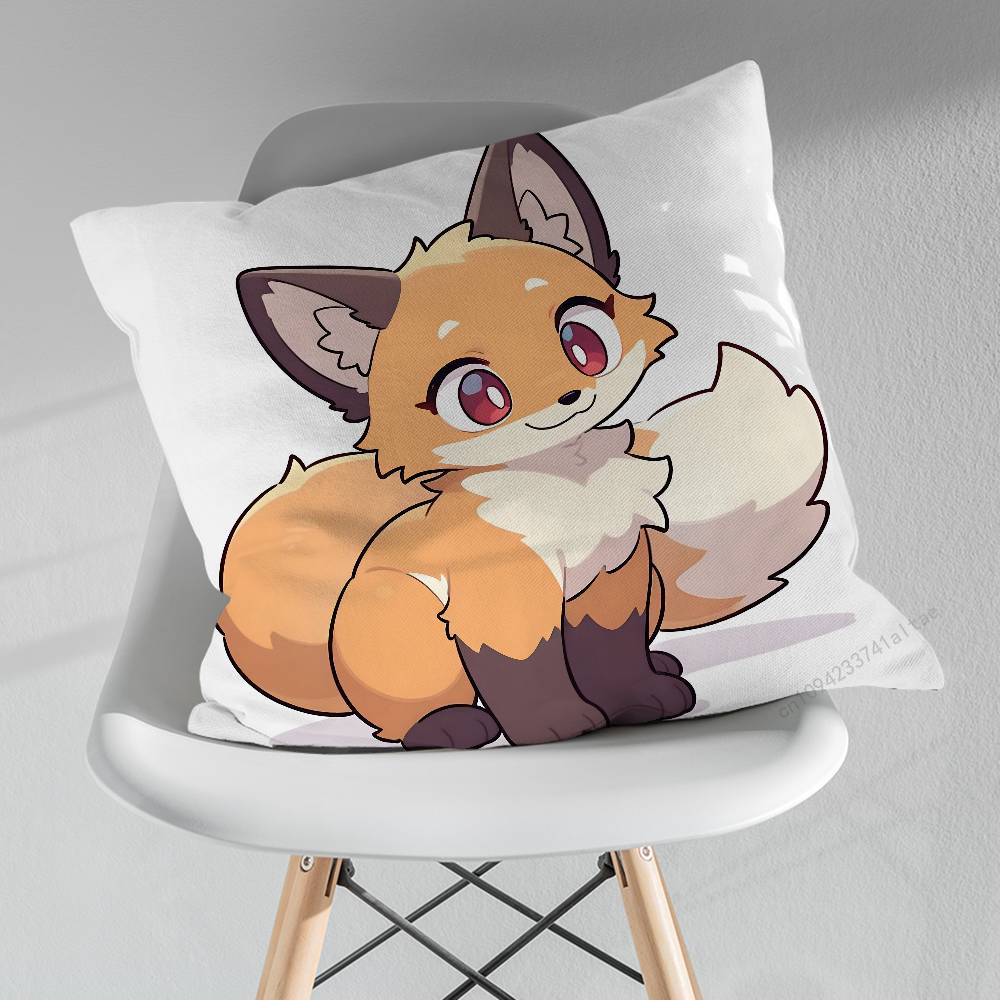 Cute Fox Animal Expression Throw Pillow Case Living Room Sofa Cushion Cover For Home Bedroom Decoration Protector