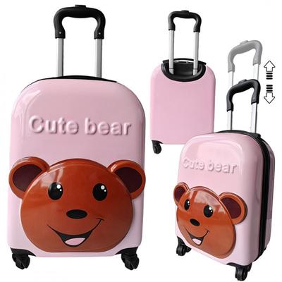 Children's Cabin Suitcase Luggage For Children Bear Pink On Wheels Lightweight
