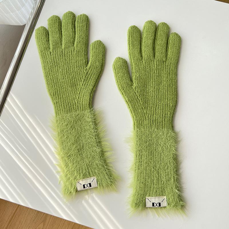 

Дофамин Однотонные Теплые Пятипалые Перчатки Универсальные Вязаные Милые Студенческие Женские Сладкие Длинные Велосипедные Рукава