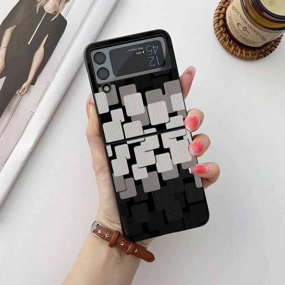 Case For Samsung Galaxy Z Flip 6 5 4 3 Phone Case Flower Butterfly Leather-Grain Shockproof Cover For Galaxy Z Flip6 Flip4 Flip5