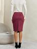 Women's Solid Color Irregular Suede Zipper Skirt High Waisted Buckle Wrapped Hip Twisted Elastic Knot Short Skirt Middle Skirt