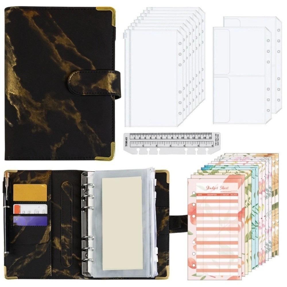 PU Savings Challenges Book Marbling Cash Budget Book Notebook Money Planner Home Use