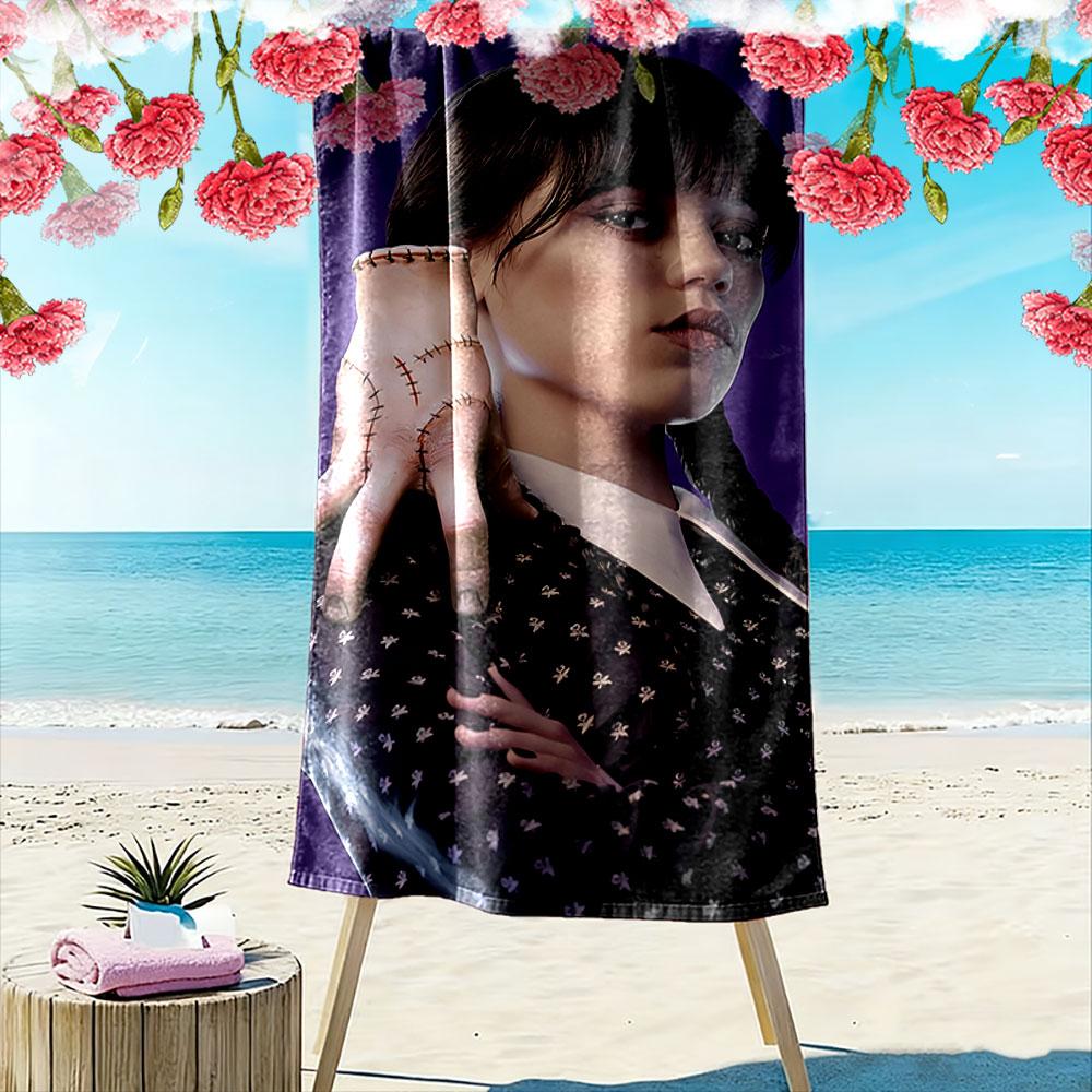 Spooky Girl with Stitched Hand A must-have beach towel for beach travel