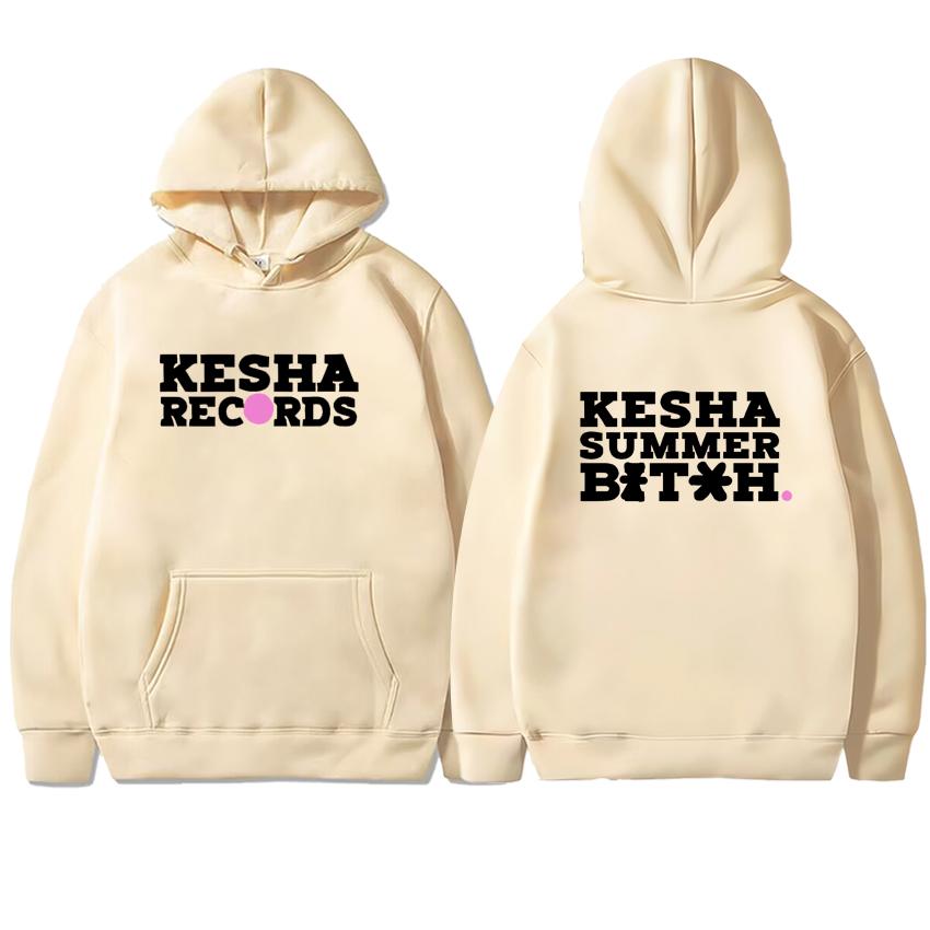 Felpa con cappuccio alla moda con grafica Kesha Records stampata su entrambi i lati Uomo Donna Manica lunga Pullover Autunno Inverno Pile Unisex Felpe