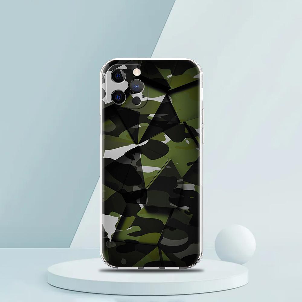 Camouflage Camo Military Soft TPU Transparent Phone Case Cover for iPhone 17 16 15 14 13 12 11 Pro Max Plus 17 AIR Shell Capas