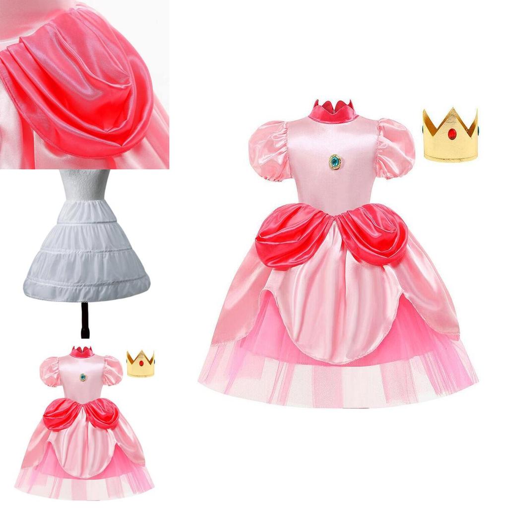 Rozkošný kostým šatů princezny Peach pro děti Ideální na Halloween a hraní rolí