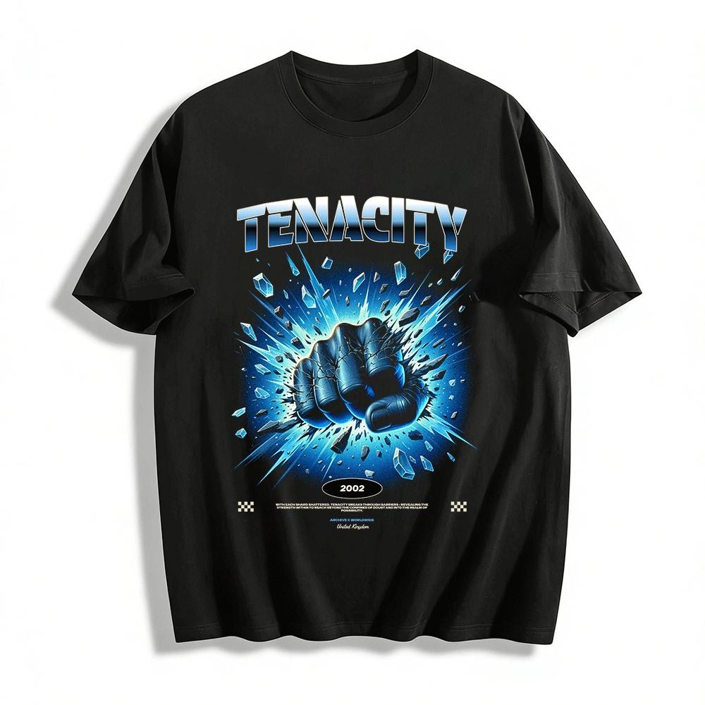 Tenacity Fist Print Vintage Streetwear Heavyweight Cotton T-Shirt Pure cotton T-shirt XXS