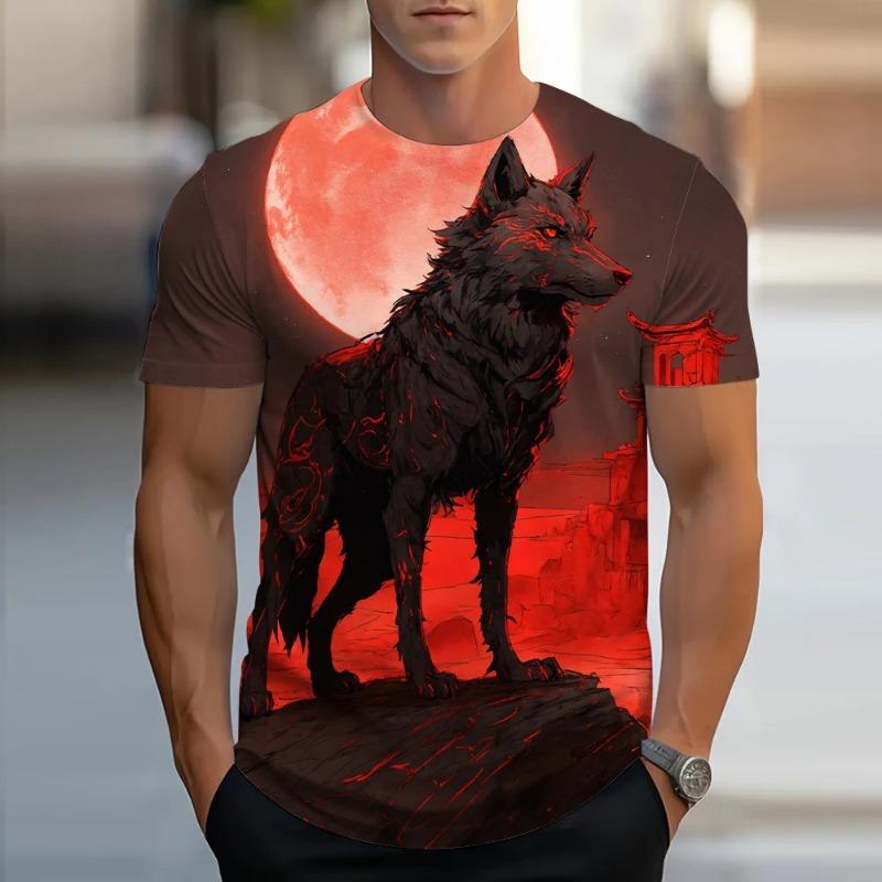3D printing new men's fashion casual simple short-sleeved T-shirt comfortable breathable cherry blossom print short sleeve