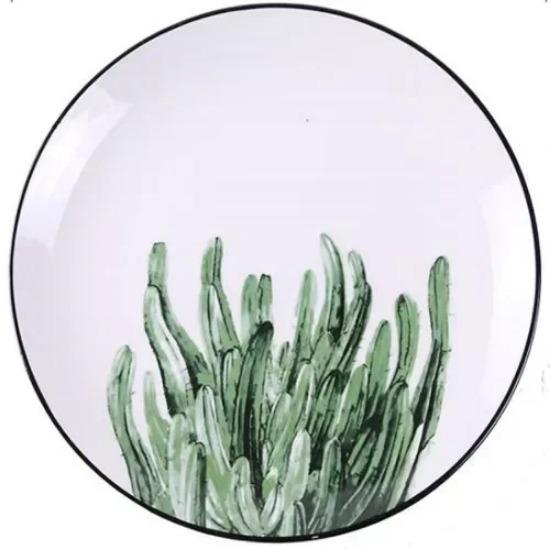 8 Inch Green Plants Ceramic Plates Dinner Porcelain Dessert Plate Beef Dish Fruit Plate Cake Tray Food Ceramic Tableware 1pc