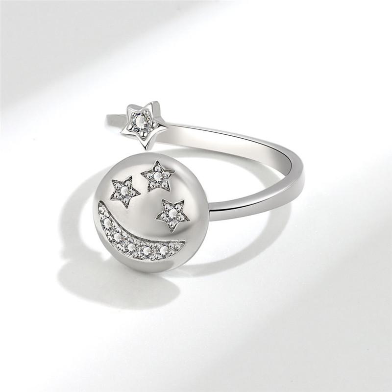 Fidget Spinner Ring Angst für Frauen Kristall Blume Auge Stern Mond Planet Ringe Drehen Anti Stress Verlobung Schmuck