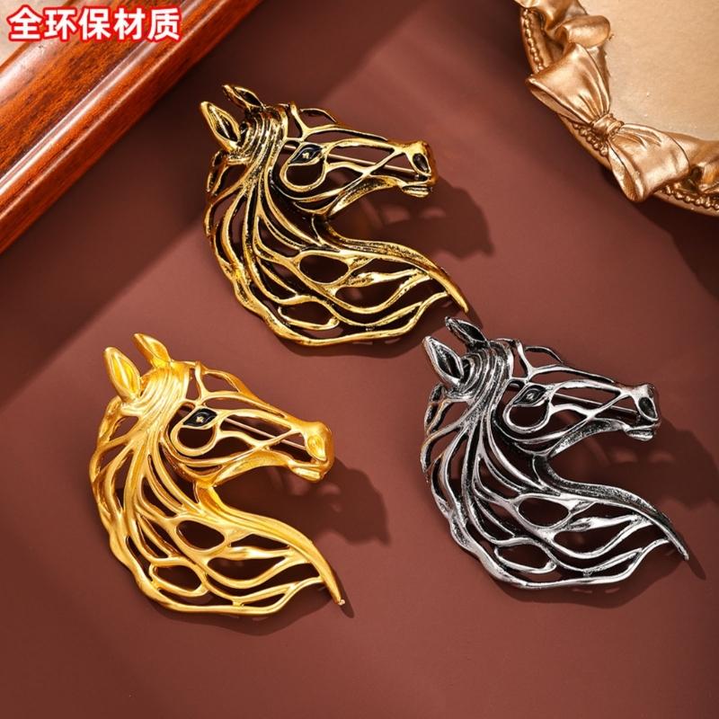 Hohle Tierkreiszeichen Pferd Design Brosche Anstecknadel Legierung Anzug Mantel Zubehör Sicherheit Anstecknadel für Alltagsoutfits