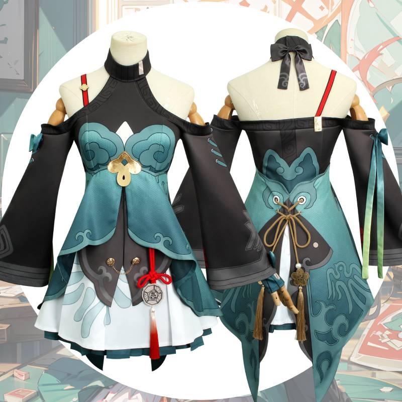 Game Rail Honkaistar Qingque Cosplay Costume Skirt Accessories Set Halloween