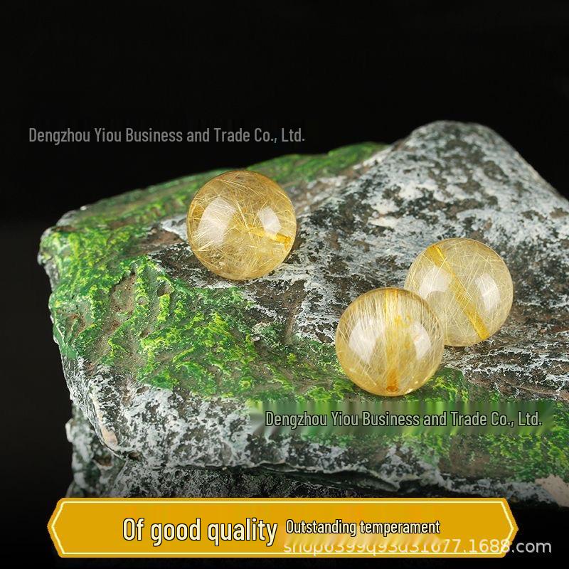 Brazilian Golden Rutilated Quartz Beads: Round, Titanium Crystal for DIY Jewelry Making - Bracelet/Necklace