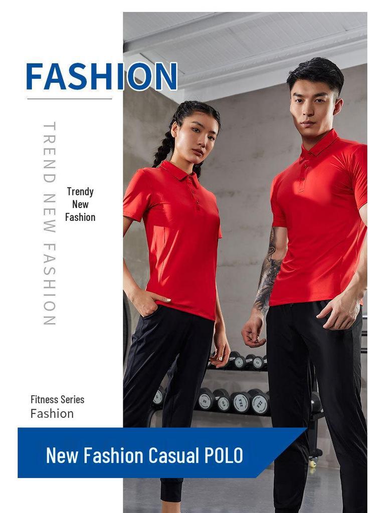 Quick-Drying Sports T-Shirt: Short Sleeve, Casual Polo, Custom Printed for Fitness and Corporate Culture.
