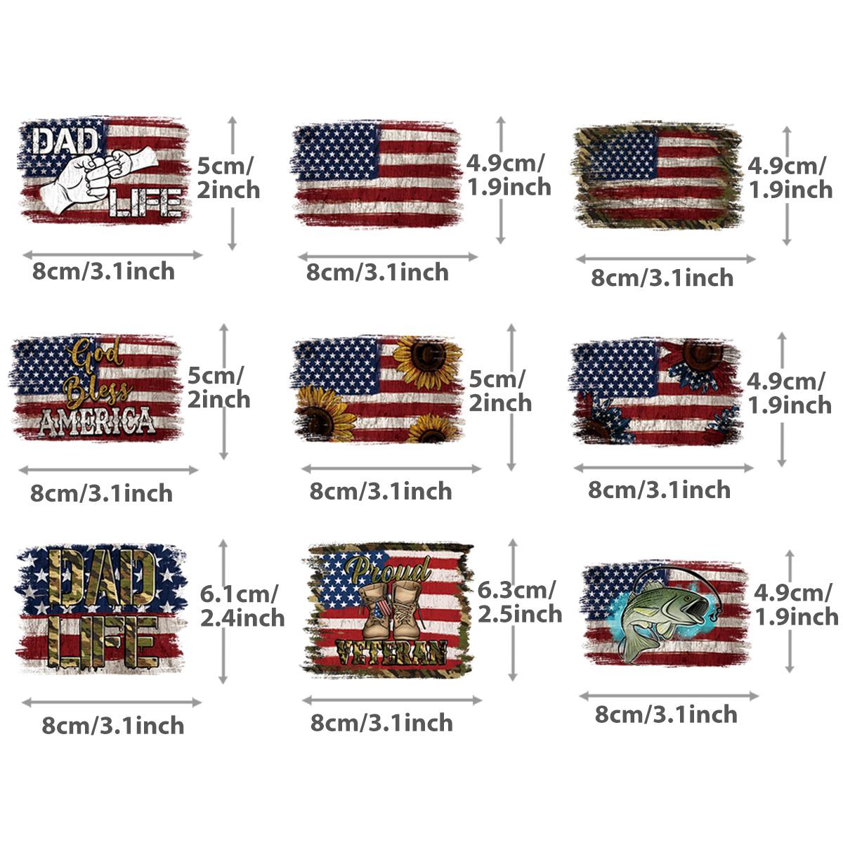 

термонаклейки с американским флагом, 9 шт./компл., 2024, США, железные накладки, аксессуары для одежды, моющиеся, новые, сделай сам, теплопередача