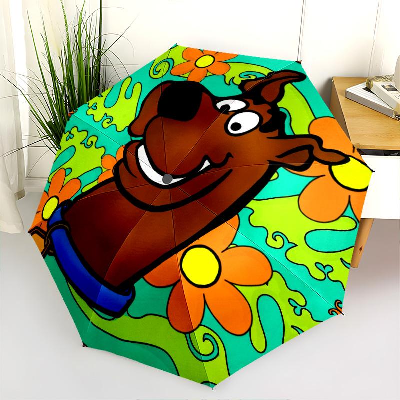 Courage the Cowardly Dog and Scooby-Doo  Pattern, Automatic Folding Umbrella, Portable and Foldable Design, 8 Ribs, a Christmas or Birthday Gift.