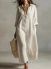 2026 Spring/Summer Casual Solid Color Lapel Long Sleeve Shirt Dress