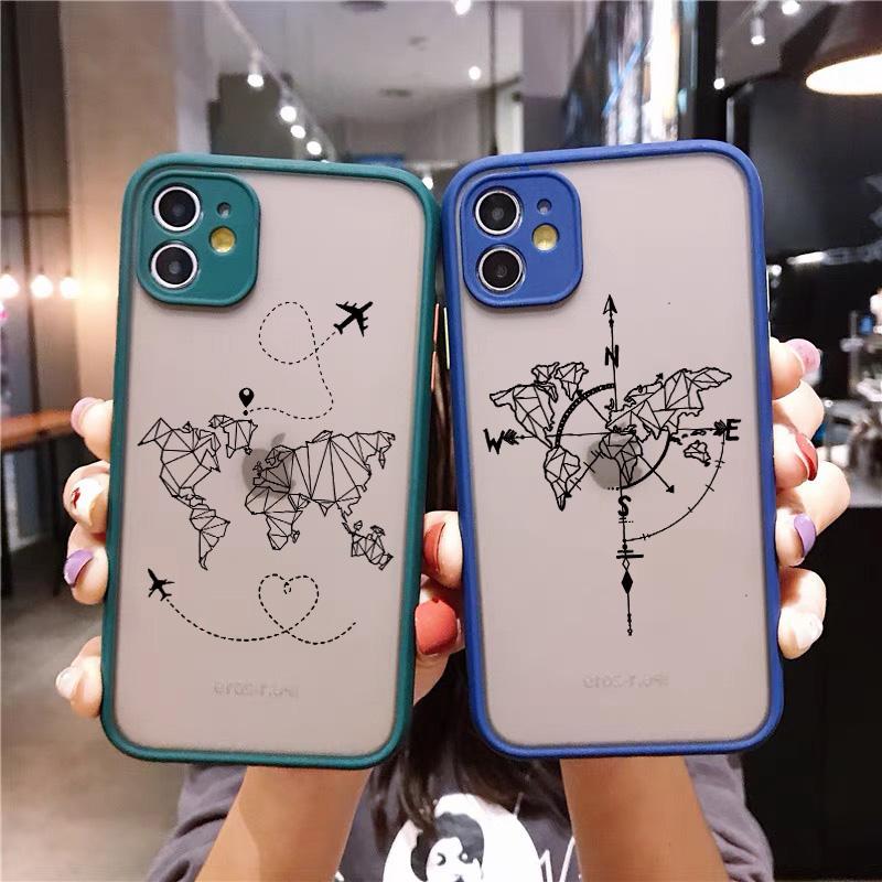 World Map Travel Camera Protection Phone Case For iPhone 11 13 12 14 15 16 Pro Max Mini 7 8 Plus XS XR SE20 Plane Hard PC Cover