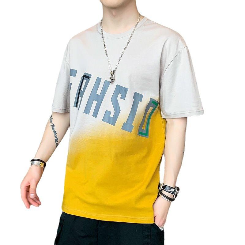

Summer Gradient Half Sleeve Men s Letter Loose T-shirt Short Sleeve Top