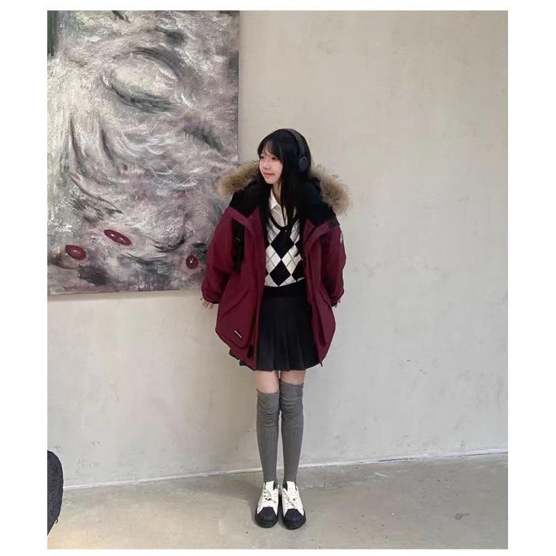 New navy blue tooling Parker down cotton clothes for women, thickened short jacket for women