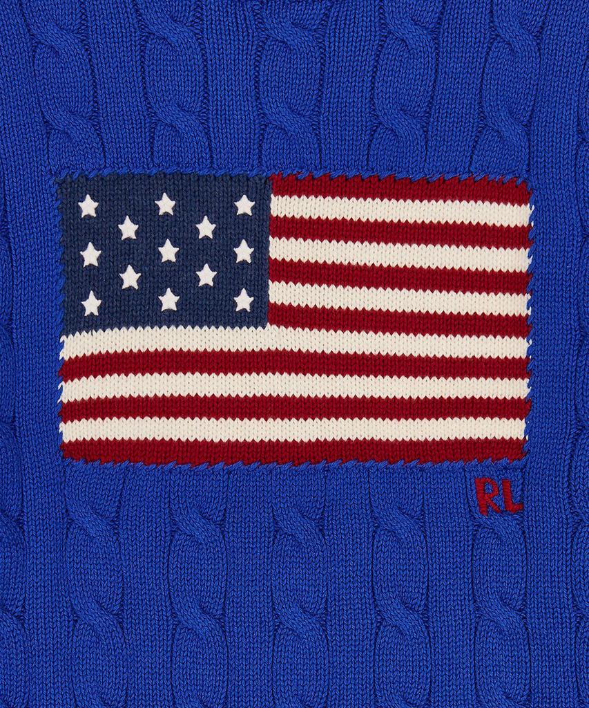 POLO RALPH LAUREN Iconic Cable Knit Flag Sweater - Blue